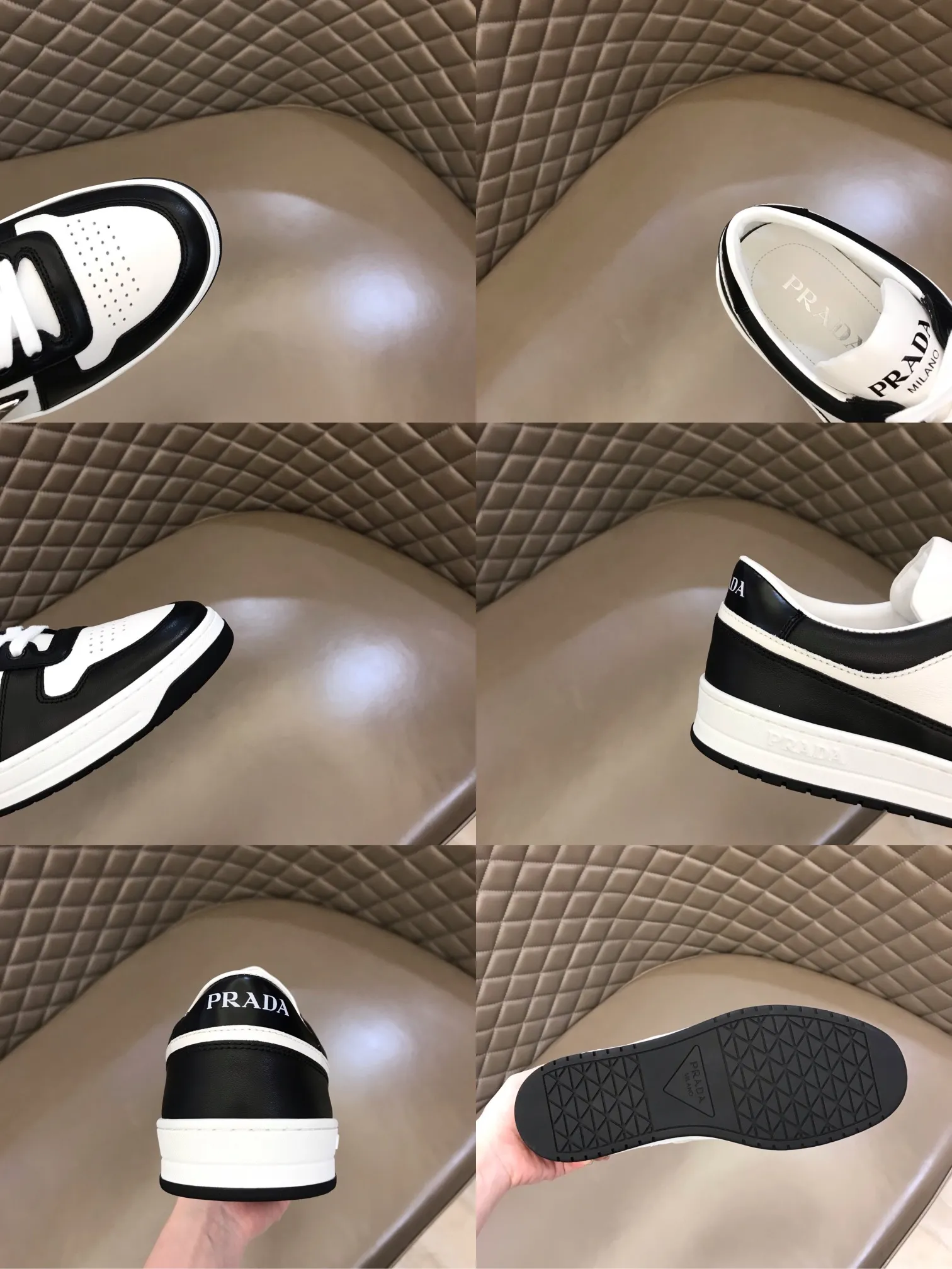 P380 Yuan 38-45 Prada Prada’s new men’s leather sports shoes, the highest version on the market, any comparison is welcome🆚! The original leather has excellent texture and is super high-end! Fetal sheep net lining imported from Italy, removable pad! Luxurious materials and fine workmanship, highly recommended!